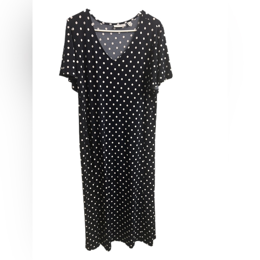 Susan Graver Printed Regular Liquid Knit Flutter Sleeve Midi Dress Size Large